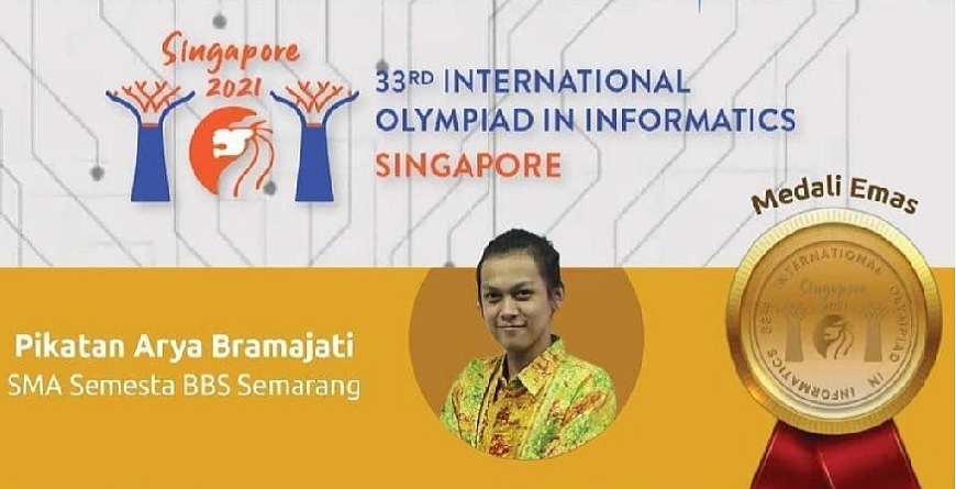 Sekolah Semesta meraih medali emas pada ajang International Olympiad in Informatics (IOI) 2021