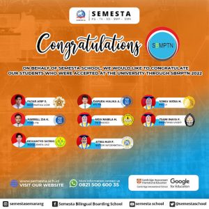 Lolos SBMPTN 2022, 8 Siswa SMA Semesta BBS masuk di sejumlah Universitas terbaik di Indonesia