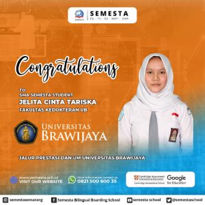 Selamat kepada 3 siswi SMA Semesta yang diterima di Universitas Brawijaya melalui Jalur Prestasi dan Ujian Mandiri