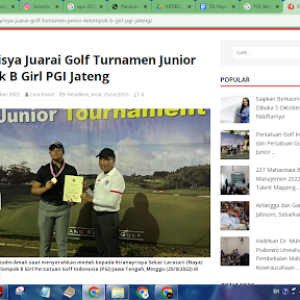 Kinaranayrisya Sekar Larasati, Siswi SMA Semesta Raih Juara 1 di Junior Tournament Persatuan Golf Indonesia
