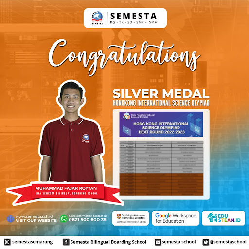 Semesta High School Student, Muhammad Fajar Royyan, Wins Silver Medal in Hong Kong International Science Olympiad (HKISO 2022-2023)